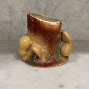 Vintage Ceramic Planter‎ Mushroom Tree Stump